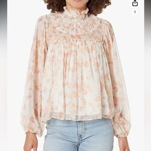 French Connection Women Diana Ruffled Burnout Blouse